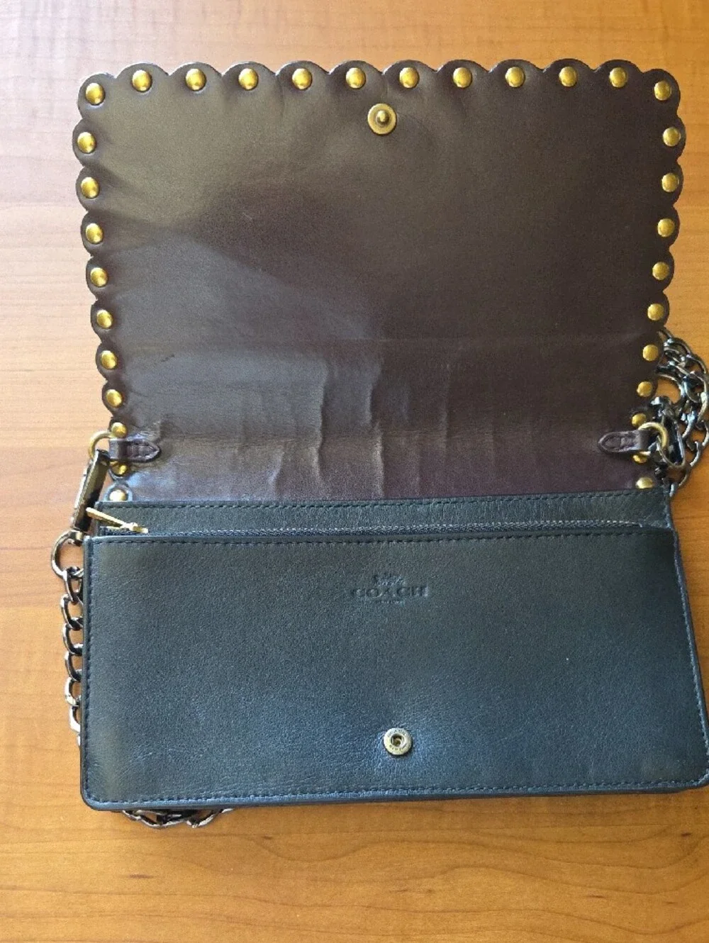 Coach Hayden Foldover Crossbody Clutch with Scallop Rivets Studs - Picture 9 of 13
